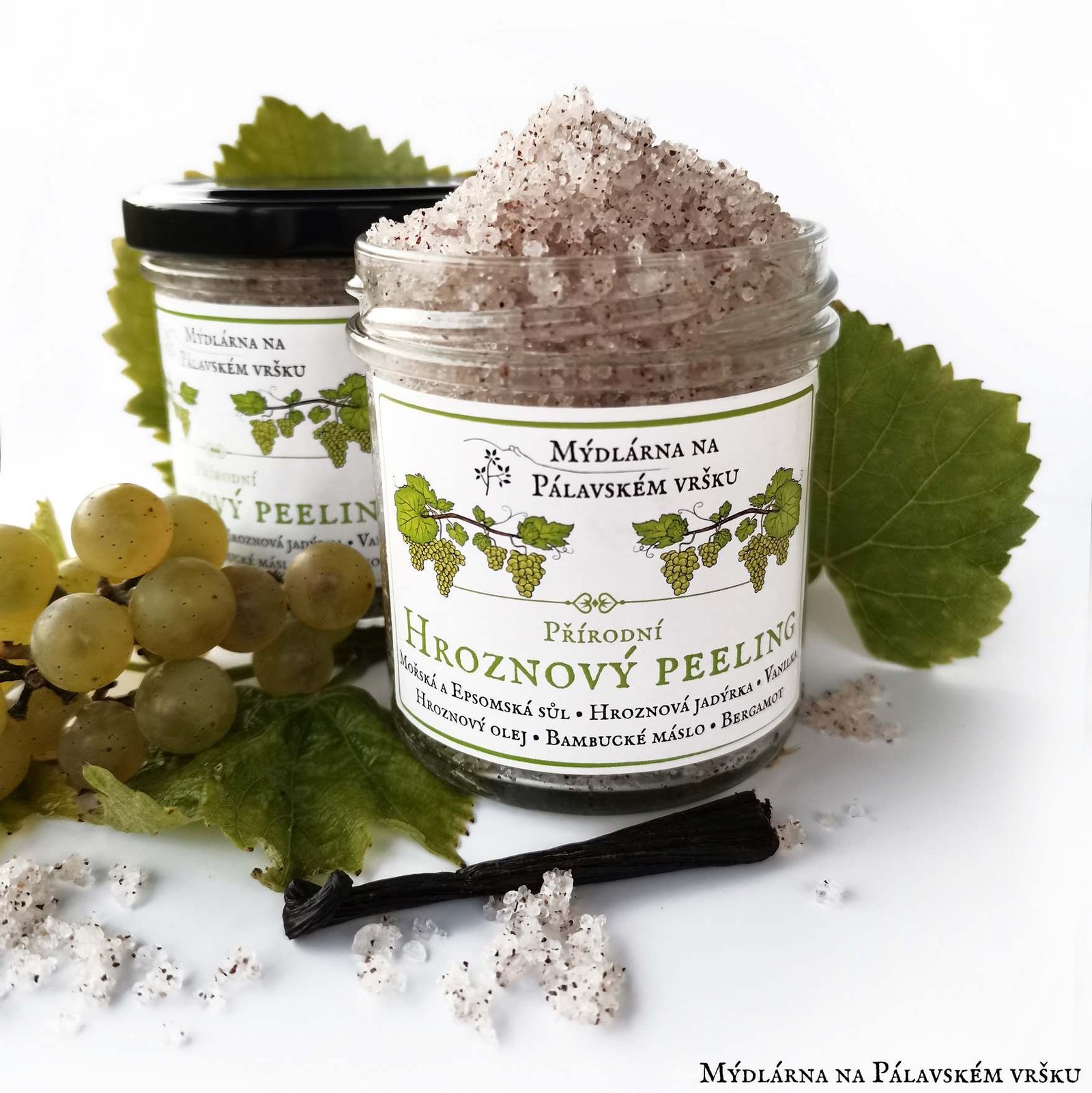 Mýdlárna na Pálavském vršku! HROZNOVÝ PEELING (S MOŘSKOU A EMSOMSKOU SOLÍ) - 160g