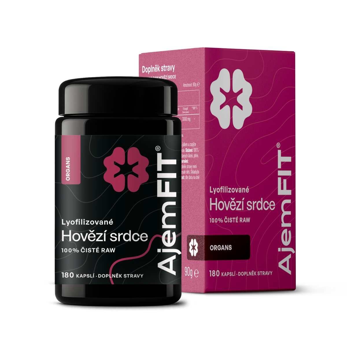 AjemFIT BIO RAW Hovězí Srdce (Grass-fed) - 60/180 kapslí Balení: 180 kapslí - 90g
