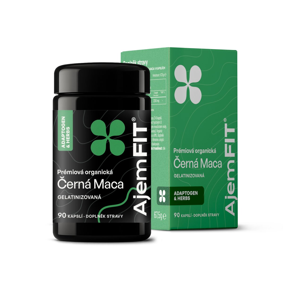 AjemFIT BIO Premiová Černá Maca (Želatinizovaná) – 90 kapslí (67,5g)