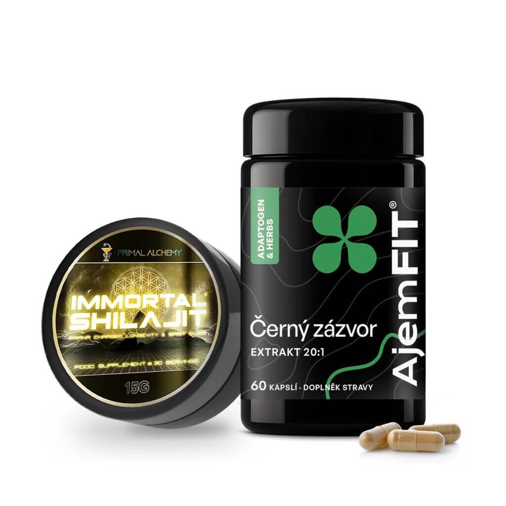 AjemFIT Balíček pro podporu vytrvalosti – Shilajit Zlatá Třída & Černý zázvor