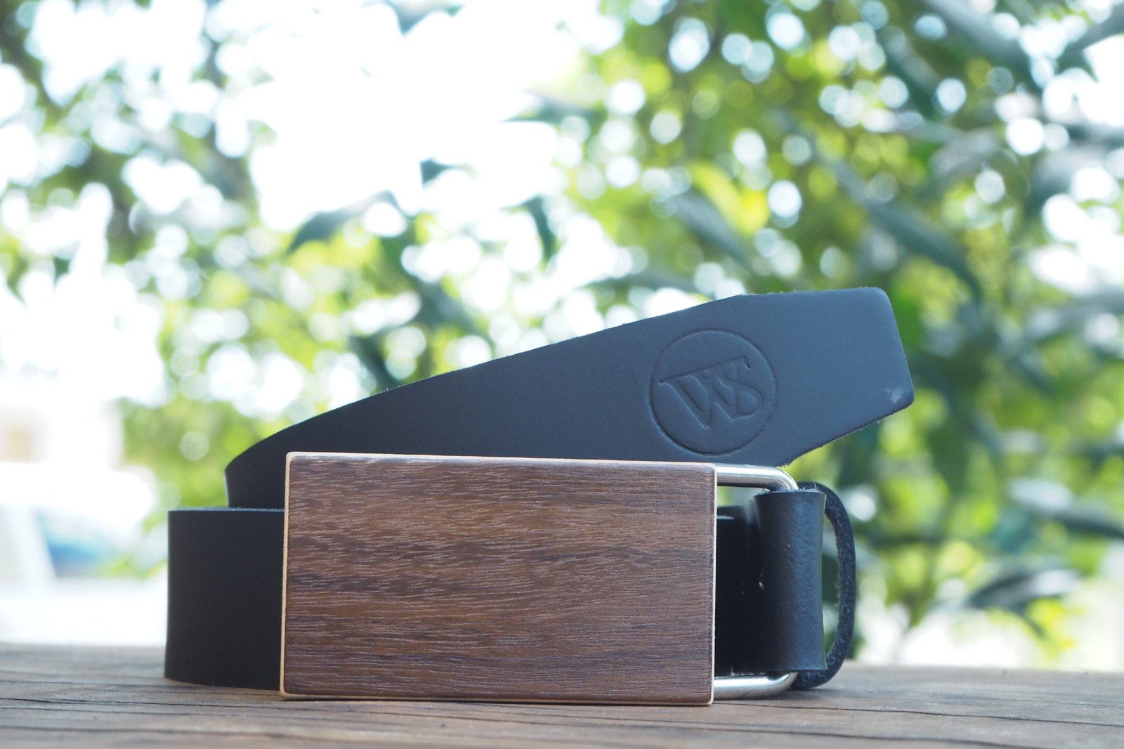 Wood Style Opasek Hranatý Ořech Obvod pasu: 95, Barva kůže: Černá