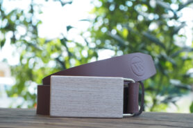 Wood Style Opasek Hranatý Šedé hedvábí Obvod pasu: 120, Barva kůže: Hnědá