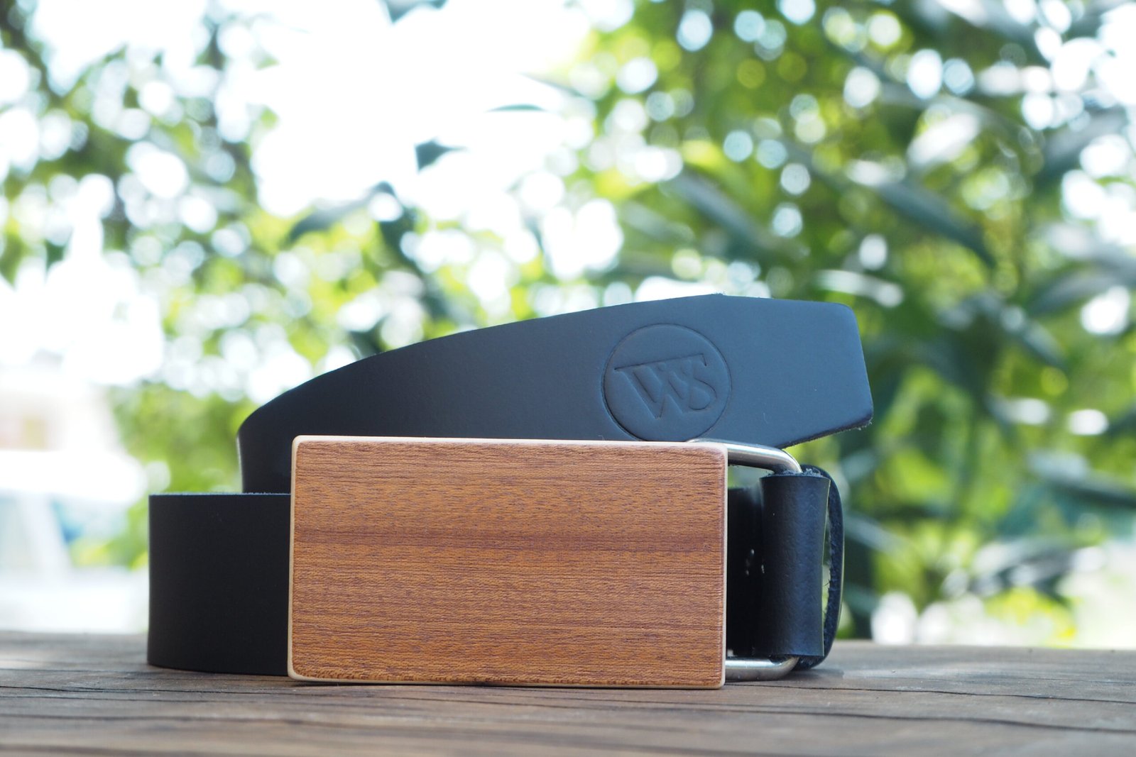 Wood Style Opasek Hranatý Třešeň Obvod pasu: 70, Barva kůže: Černá