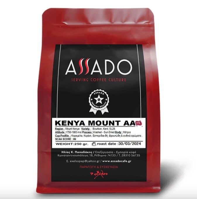 Assado Coffee Roasters SINGLE ORIGIN ARABICA COFFEE - 250g Kréta- (ASSADO) KÁVA BALENÍ: Kenya Nieri Mount AA