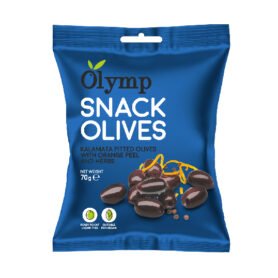 Olymp Snack olivy Kalamata bez pecky s pomerančovou kůrou a bylinkami 70g