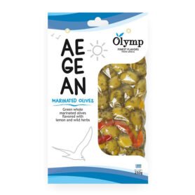 Olymp zelené olivy s citrónem a bylinkami s peckou vakuum 250g