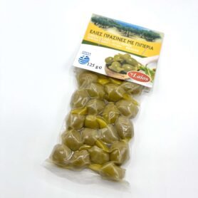 Laios zelené olivy plněné zelenou nakládanou papričkou vakuum 125g