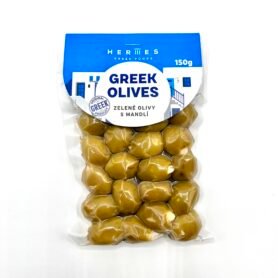 Hermes zelené olivy bez pecky s mandlí vakuum 150g
