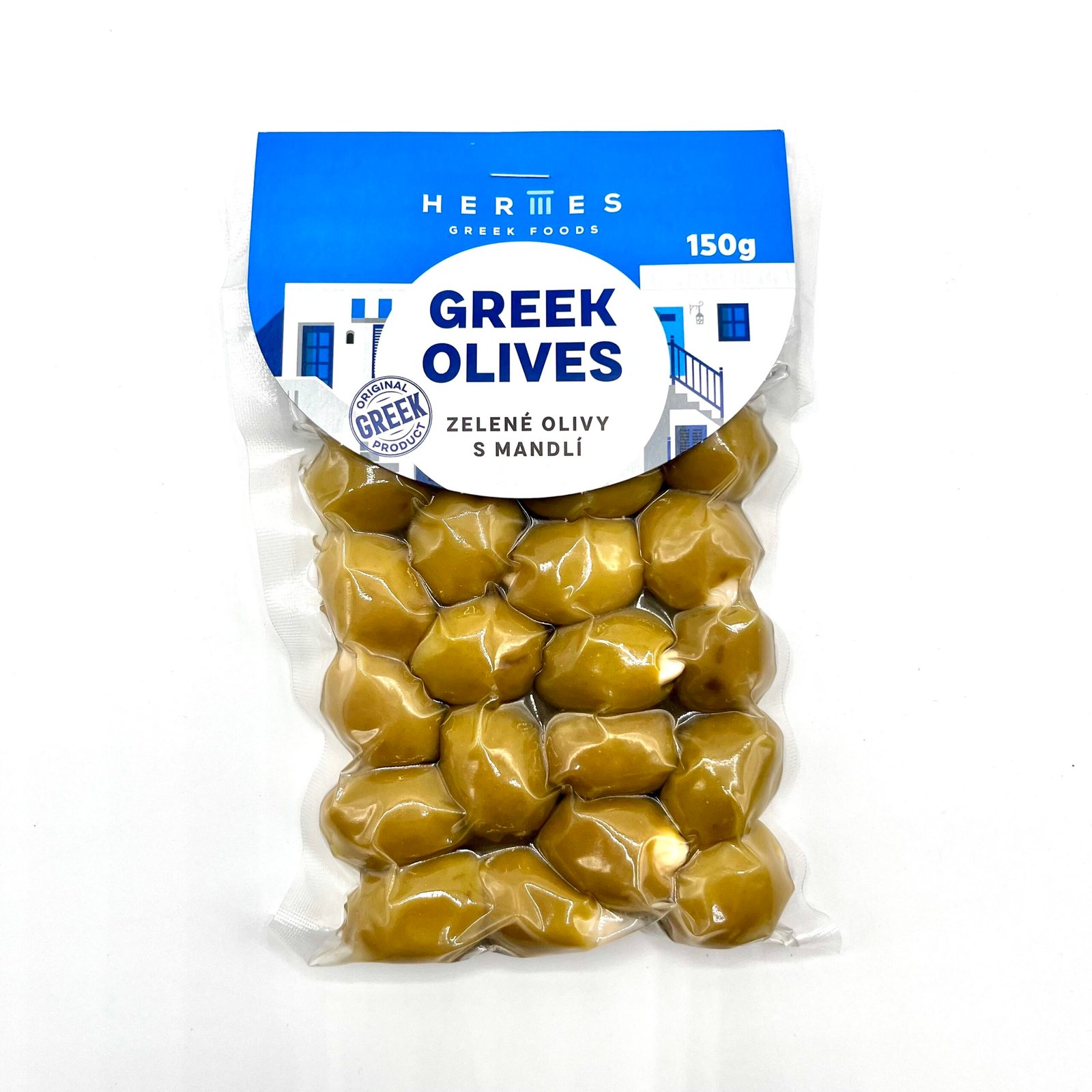 Hermes zelené olivy bez pecky s mandlí vakuum 150g