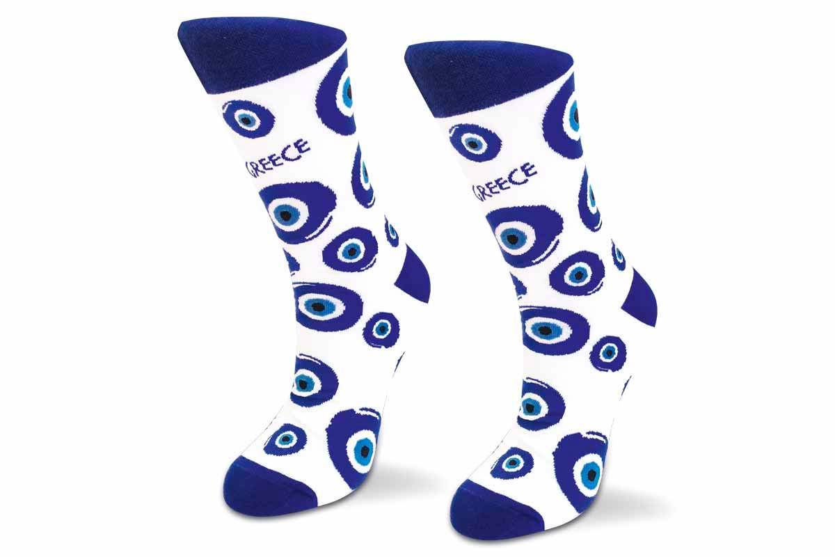 ATP - bílé ponožky s "Evil eye" L-XL
