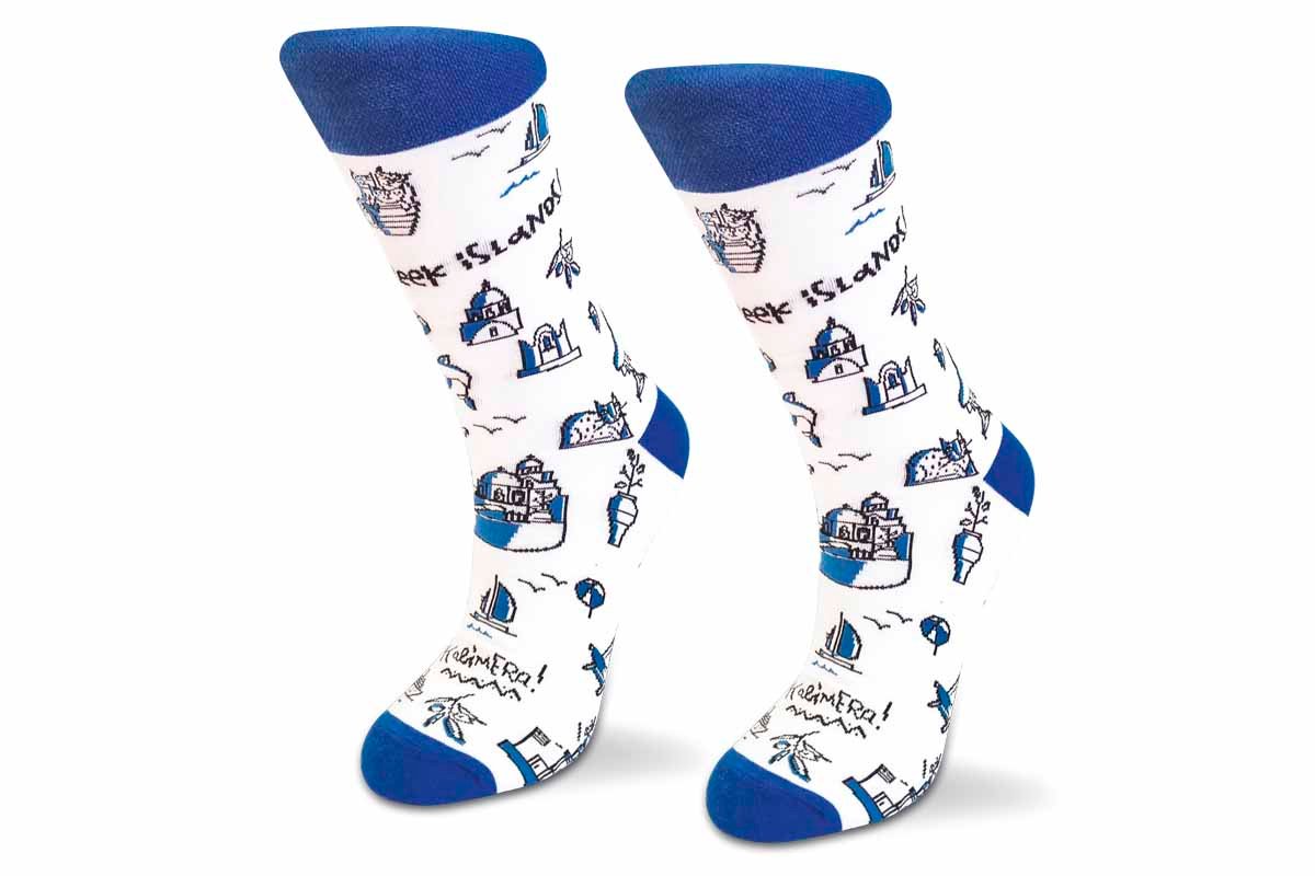 ATP - bílé ponožky řecké ostrovy (ikony) L-XL