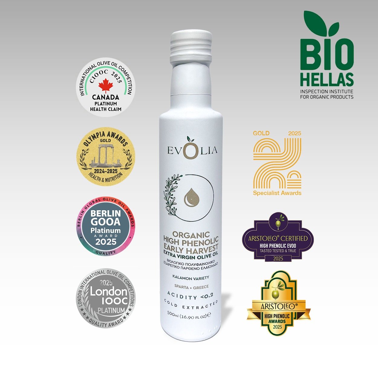 EVOLIA PLATINUM 2000+ polyfenolů BIO Extra panenský olivový olej 500 ml - Obrázek 2