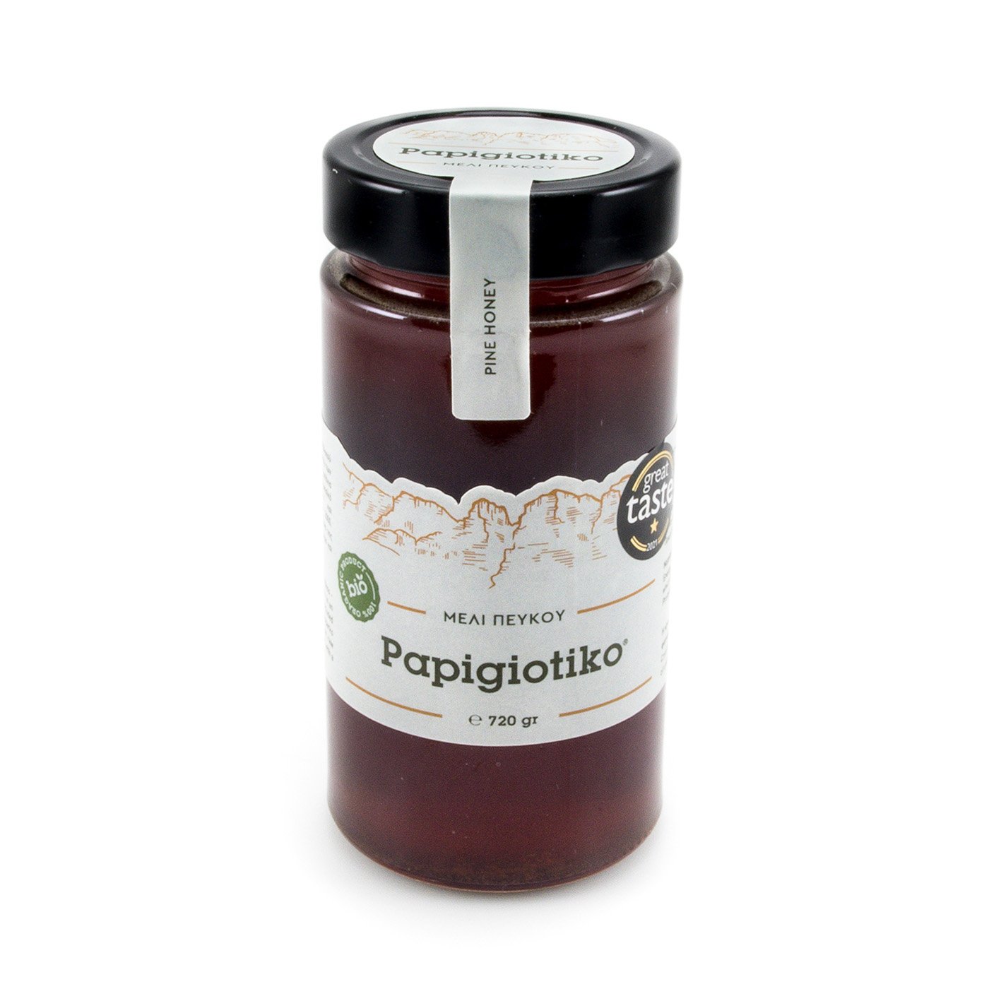 PAPIGIOTIKO BIO Borovicový med z lesů od jezera Ioannina (Epirus) 720g