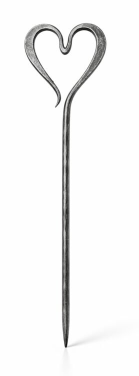 Krámek u kováře - stříbrný kovaný zápich do květináče, 37cm