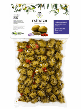 Gaitatzi zelené s peckou olivy ve stylu řeckého salátu vakuum 250 g