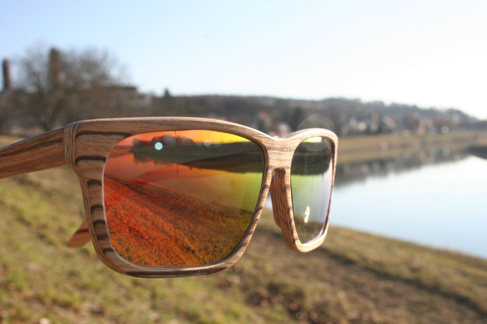 Wood Style Dřevěné brýle Model 7 Barva fóiler: Stříbrná zrcadlová, Barva dýhy: Ořech americký