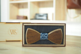 Wood Style Motýlek Kulatý Ořech Barva středu: WS Modrotisk