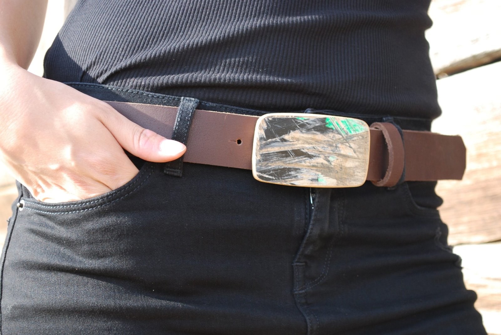 Wood Style Opasek Skejt Kulatý Obvod pasu: 110, Barva kůže: Hnědá