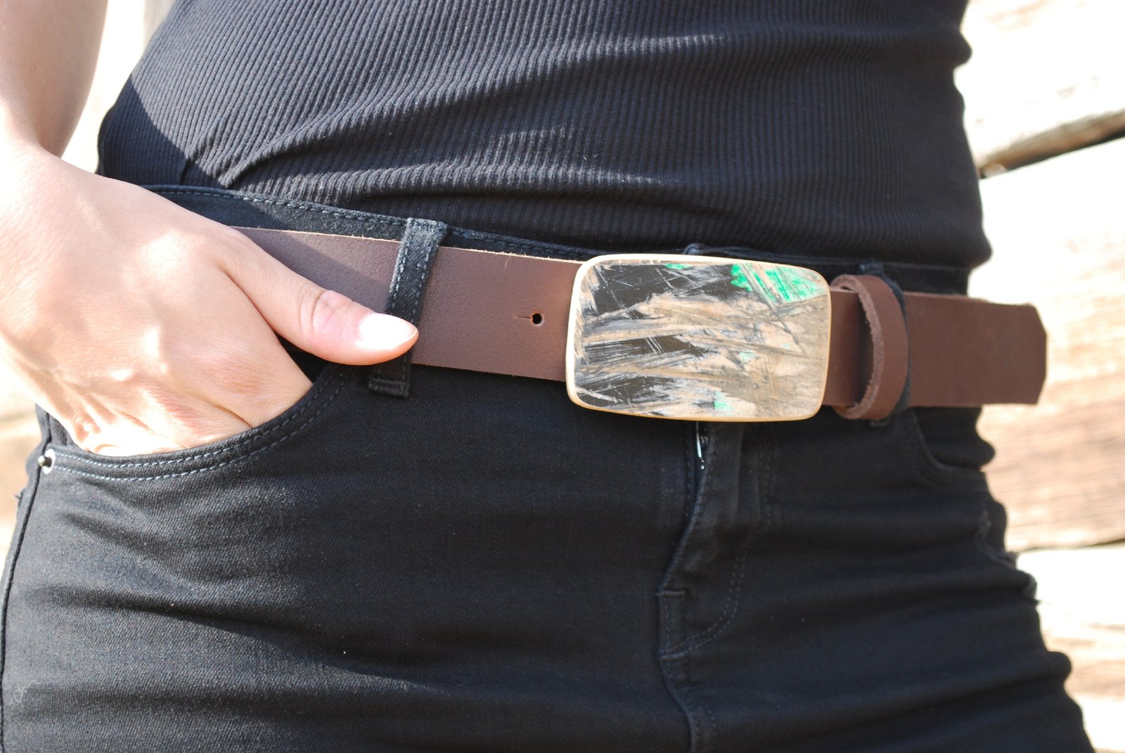 Wood Style Opasek Skejt Kulatý Obvod pasu: 120, Barva kůže: Hnědá