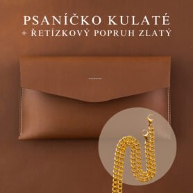 Wood Style Psaníčko Kulaté - Hnědé Popruh: Řetízkový zlatý