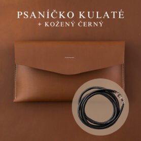 Wood Style Psaníčko Kulaté - Hnědé Popruh: Kožený Černý