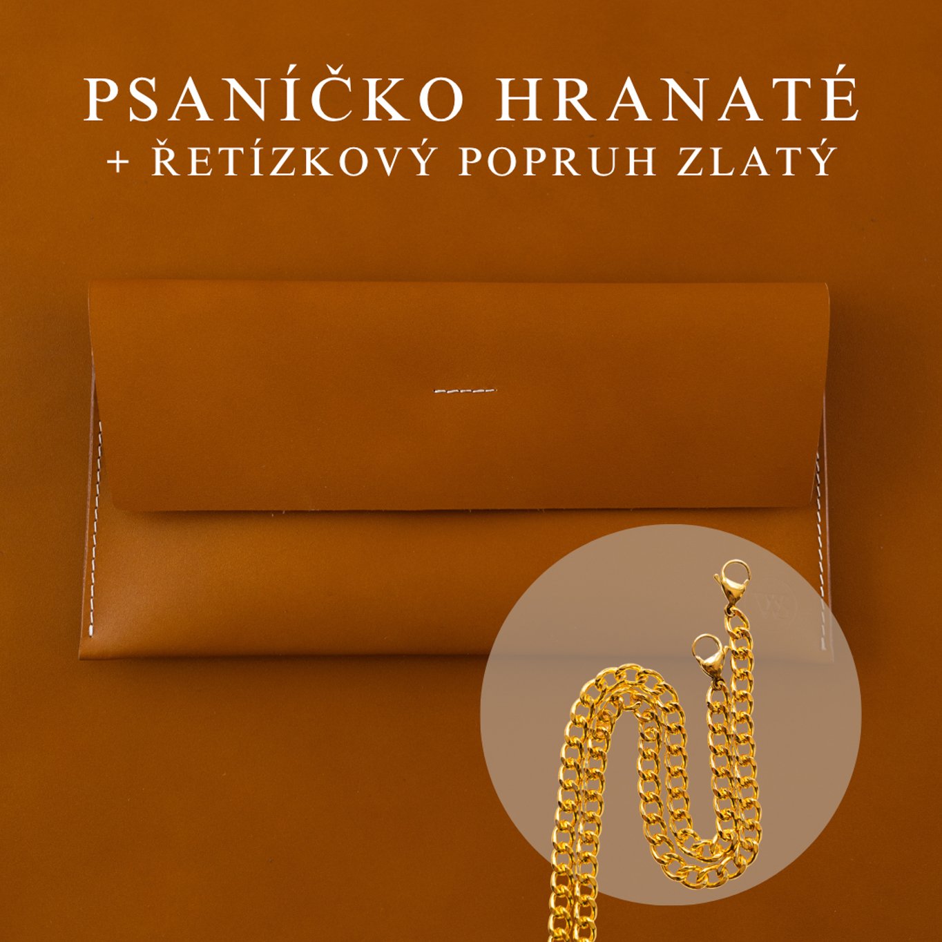 Wood Style Psaníčko Hranaté - Caramel Popruh: Řetízkový zlatý