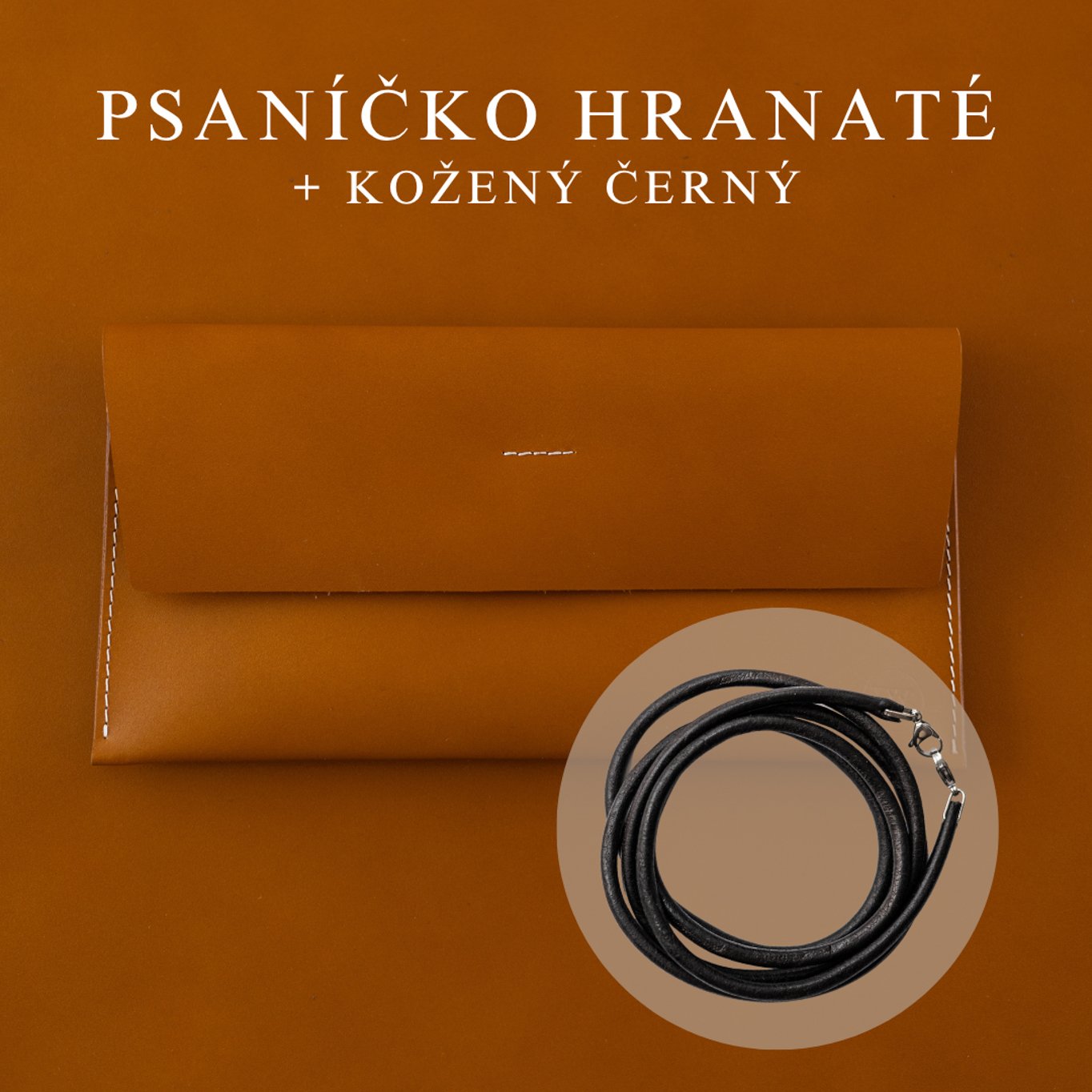 Wood Style Psaníčko Hranaté - Caramel Popruh: Kožený Černý