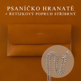 Wood Style Psaníčko Hranaté - Caramel Popruh: Řetízkový stříbrný