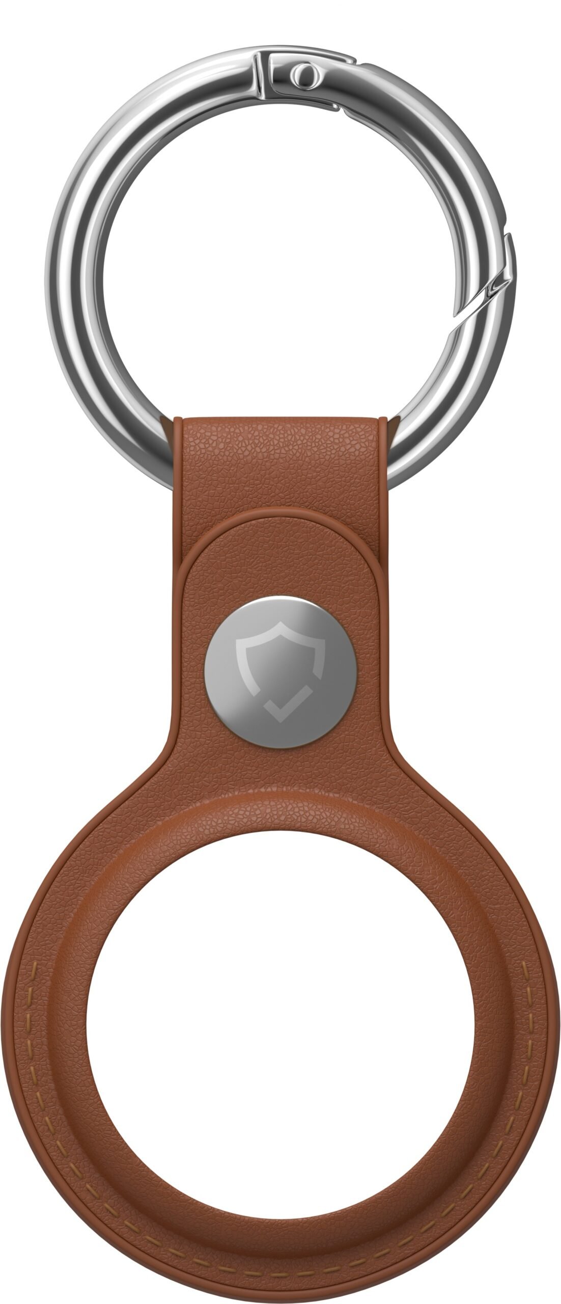 AlzaGuard Genuine Leather Keychain pro Airtag sedlově hnědá
