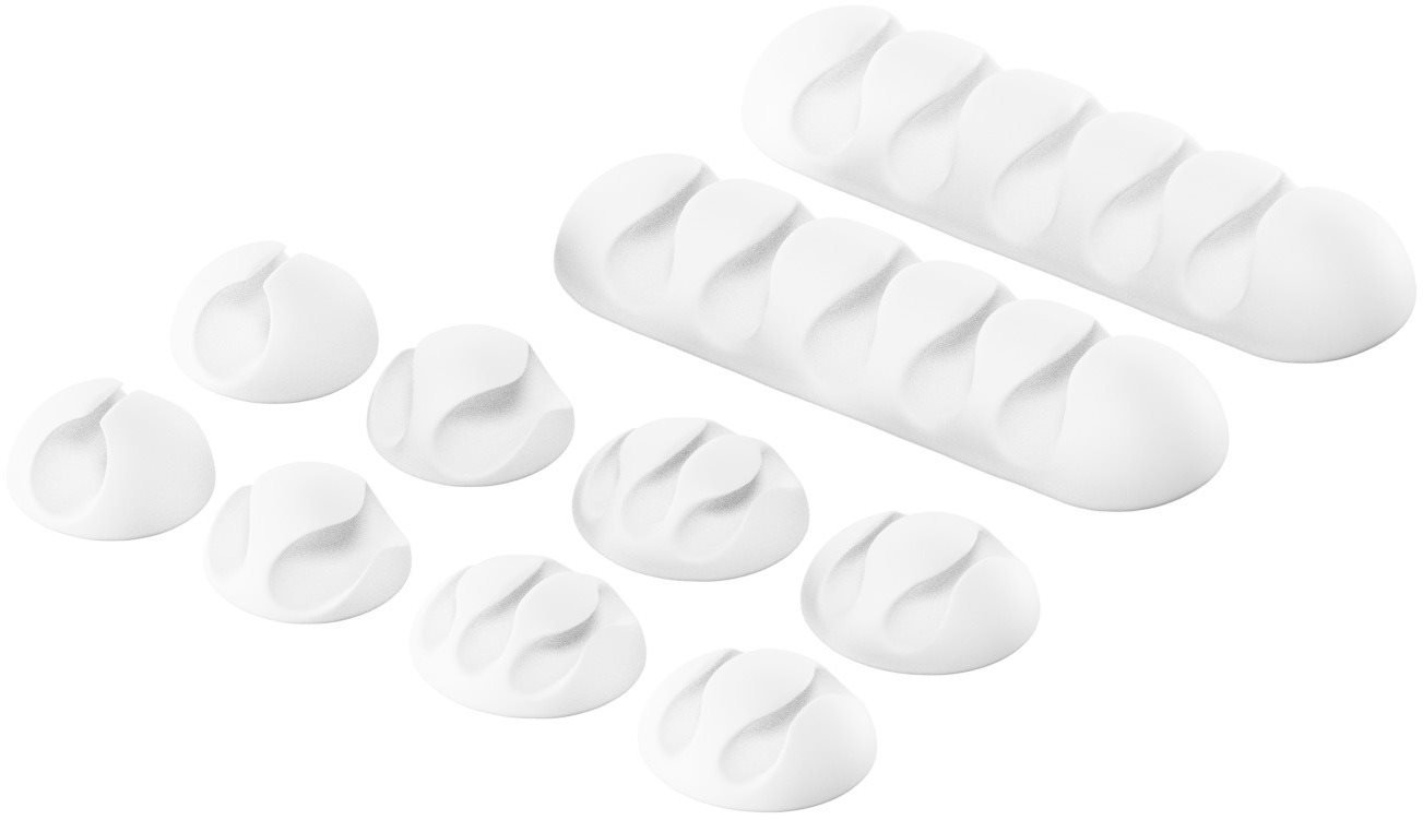 AlzaPower Cable Clips Mix 10 pcs bílý