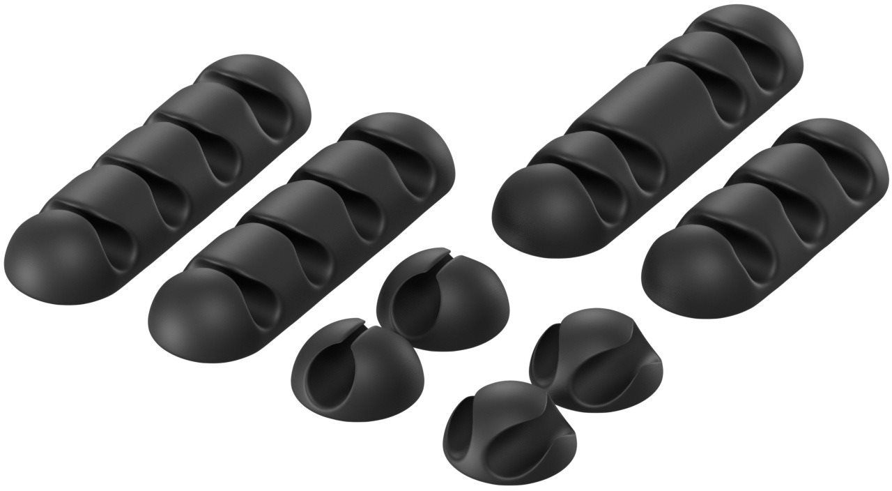 AlzaPower Cable Clips Mix 8 pcs černý
