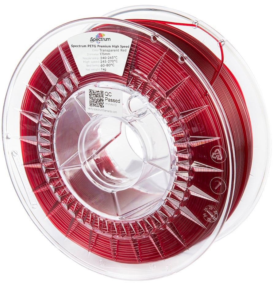 Filament Spectrum PETG Premium High Speed 1.75mm TR. Red 1kg