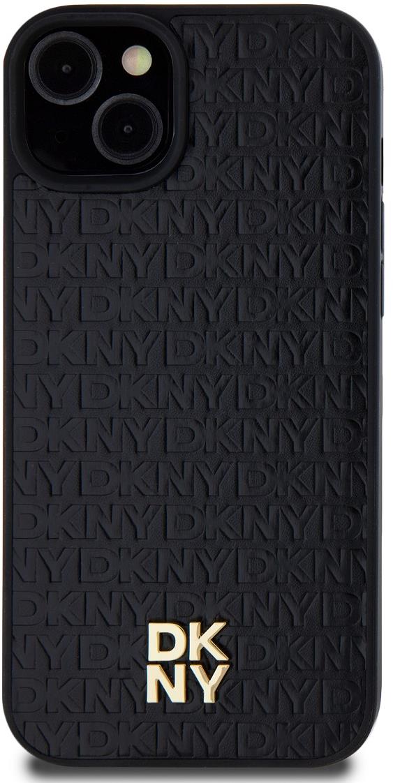 DKNY PU Leather Repeat Pattern Stack Logo MagSafe Zadní Kryt pro iPhone 13 Black