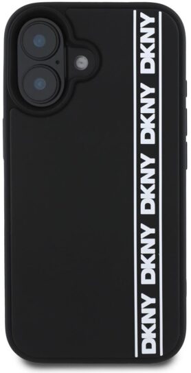 DKNY 3D Rubber Repeat Logo Line Zadní Kryt pro iPhone 16 Black