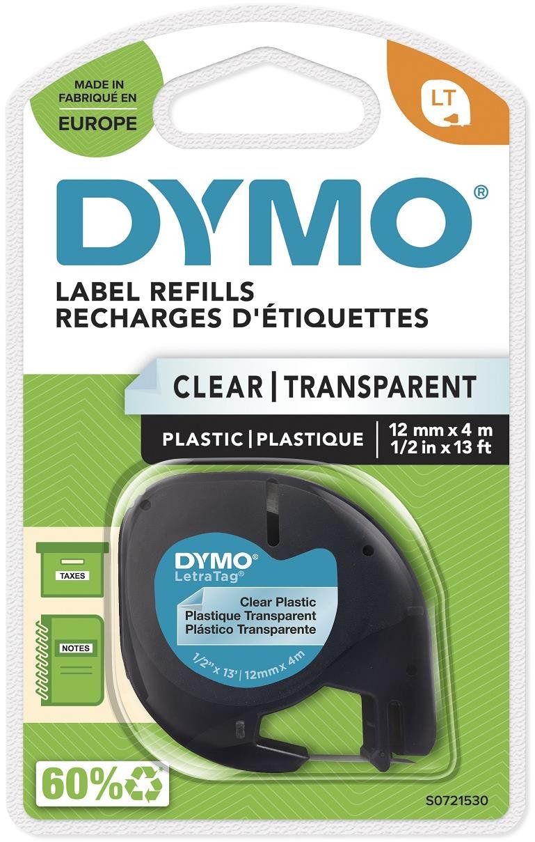 Dymo LetraTag páska plastová, průhledná, 12 mm × 4 m
