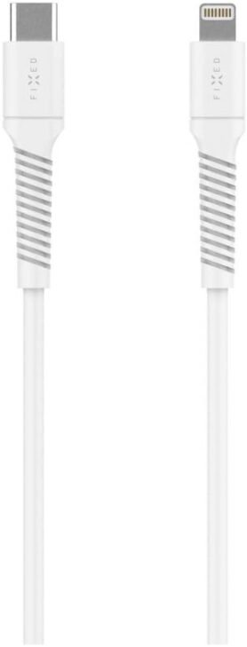 FIXED Cable USB-C/Lightning a podporou PD 1.2m USB 2.0 60W Liquid silicone bílý