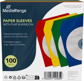 MEDIARANGE papírová obálka s klopou a okénkem (25 x 4 barvy), 100 ks
