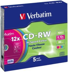 VERBATIM CD-RW SERL 700MB, 12x, colour, slim case 5 ks