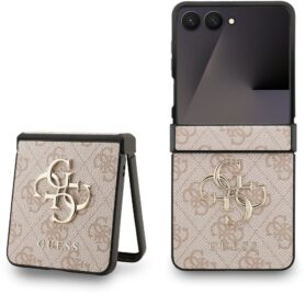 Guess PU 4G Metal Logo Zadní Kryt pro Samsung Galaxy Z Flip 7 Pink