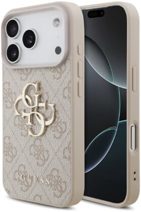Guess PU 4G Metal Logo Zadní Kryt pro iPhone 17 Pro Pink