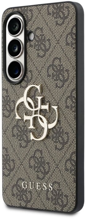 Guess PU 4G Metal Logo Zadní Kryt pro Samsung Galaxy S26 Brown