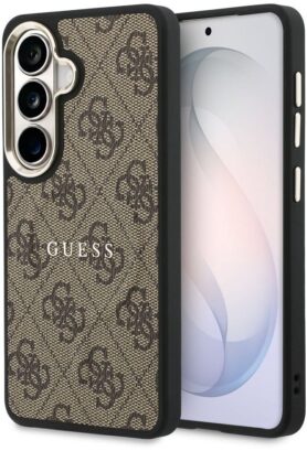 Guess PU Leather 4G Gold Frame Magnetic Zadní Kryt pro Samsung Galaxy S26 Brown