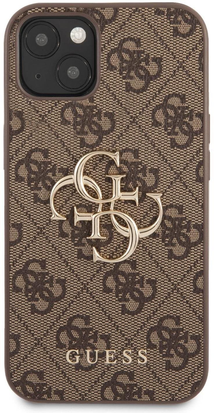 Guess PU 4G Metal Logo Zadní Kryt pro Apple iPhone 13 Brown