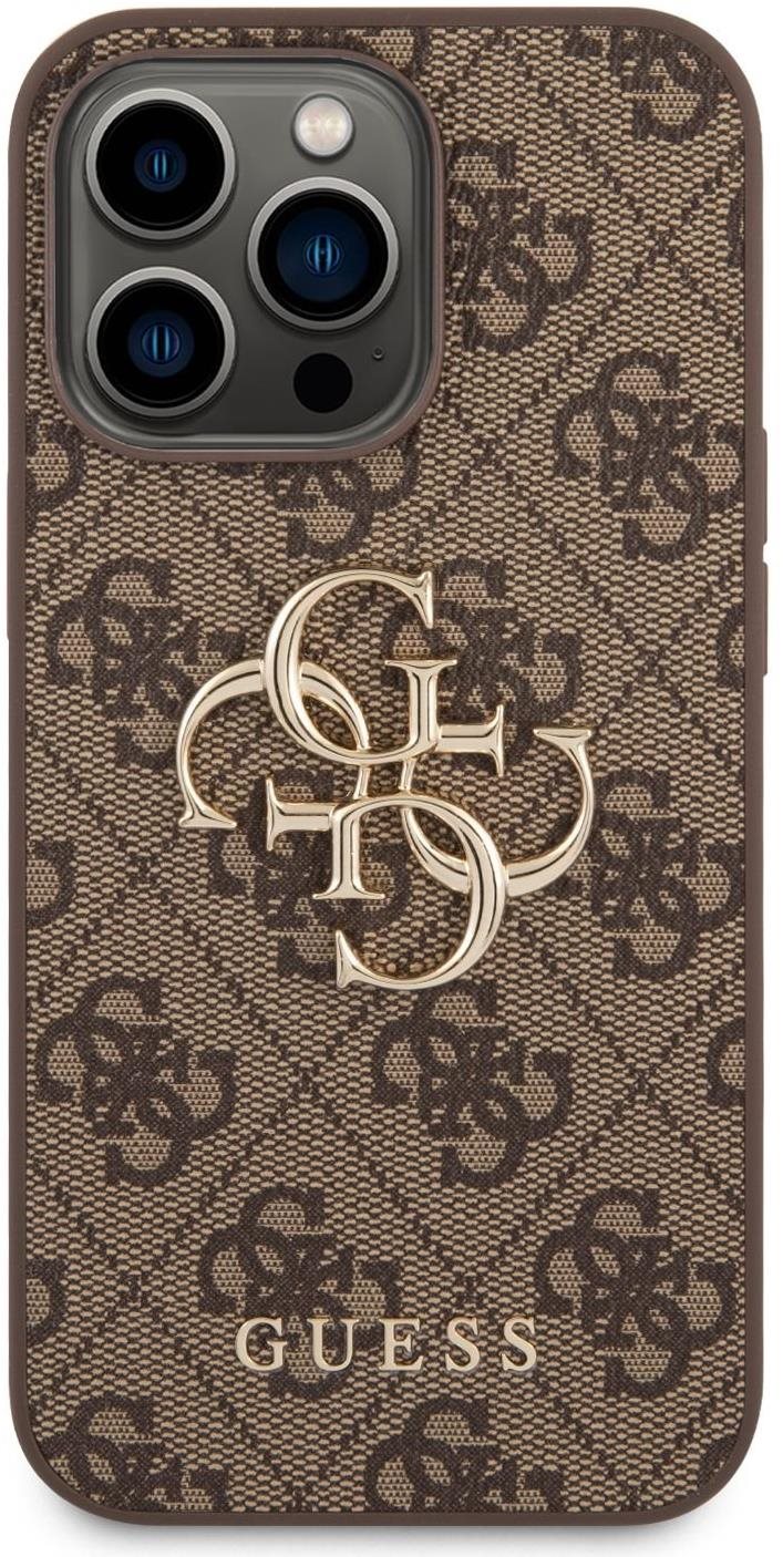 Guess PU 4G Metal Logo Zadní Kryt pro iPhone 14 Pro Max Brown