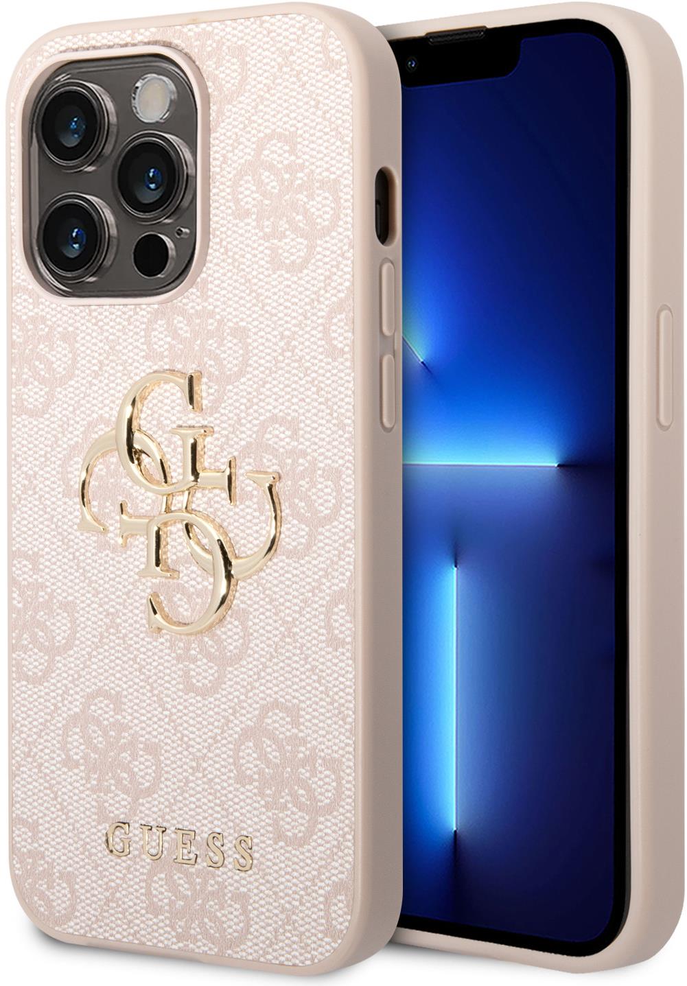 Guess PU 4G Metal Logo Zadní Kryt pro iPhone 15 Pro Max Pink