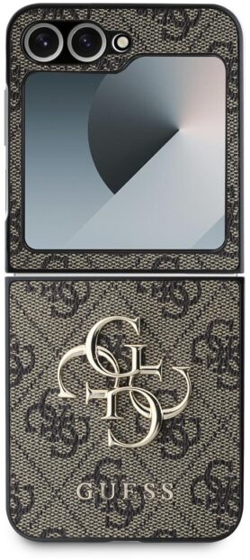 Guess PU 4G Metal Logo Zadní Kryt pro Samsung Galaxy Z Flip6 Brown