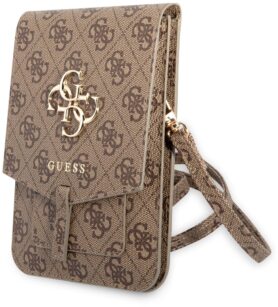 Guess PU 4G Metal Logo Phone Bag Brown