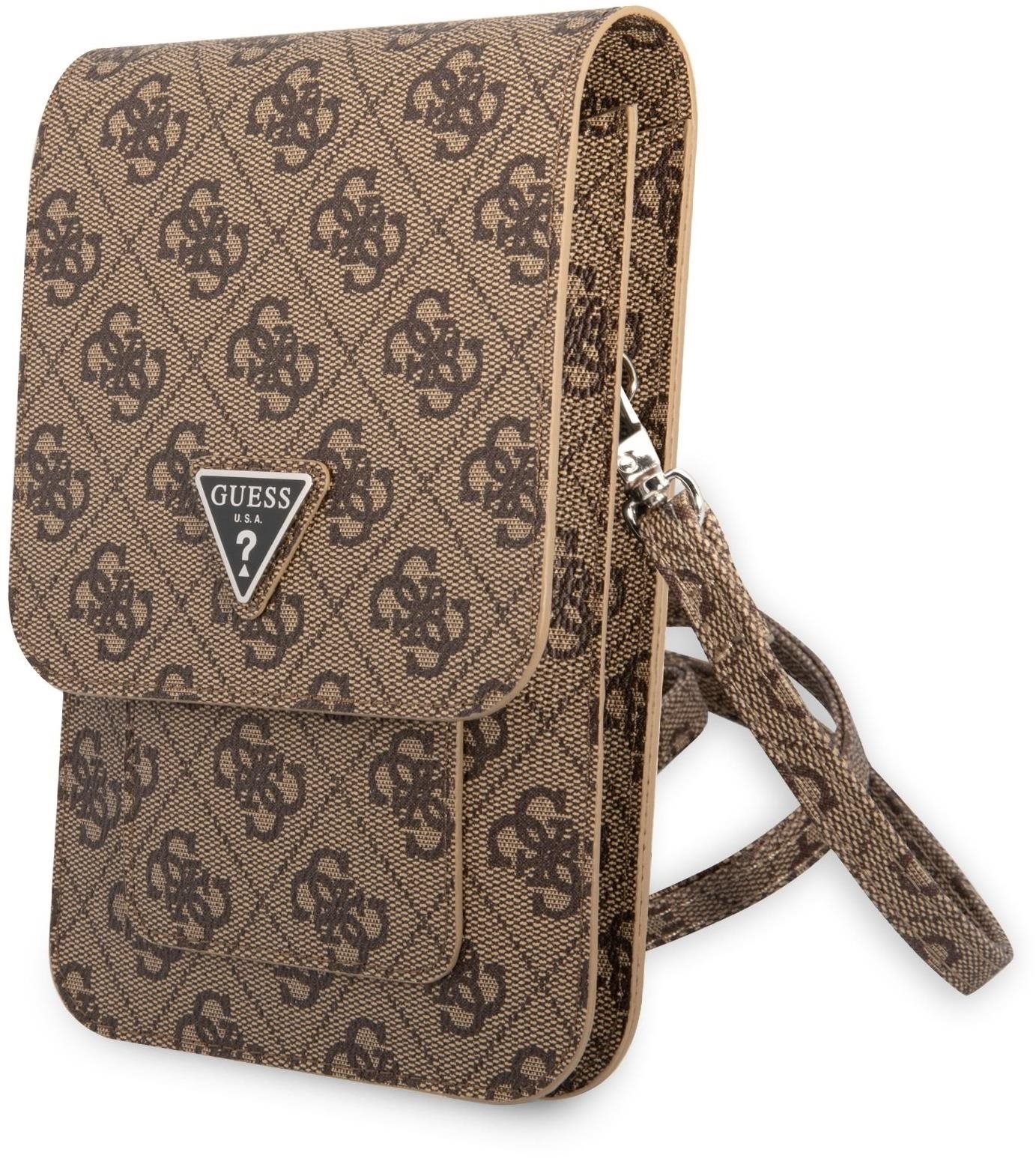Guess PU 4G Triangle Logo Phone Bag Brown