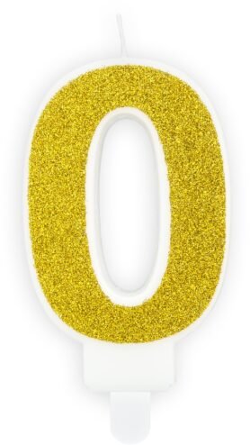 Svíčka narozeninová, 7cm, číslice "0", zlatá