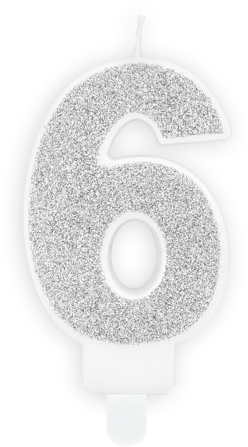 Svíčka narozeninová, 7cm, číslice "6", stříbrná